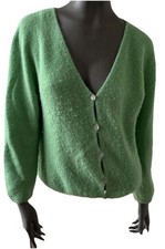Strickjacke Weste made in Italy one size grün Knöpfe Wollmischung