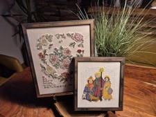 2 Gobelin Stickbilder Heilige Drei Könige & Rosen Motiv Bild