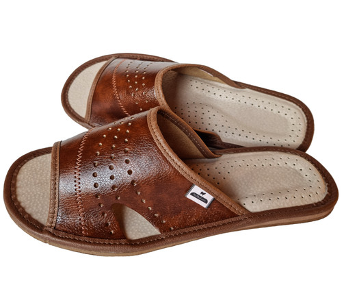 Herren leder hausschuhe - leder,