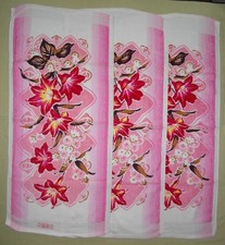 DDR chinesische Handtücher Set 3 Stück Blumen 35cm x 78cm unbenutzt TOP