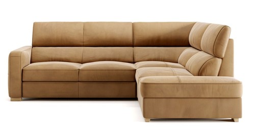 Echtleder beige ecksofa - beige,