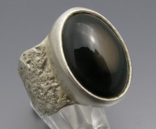 REIF-DESIGN - OBSIDIAN RING - ANTIK STYLE - EIGENE GOLDSCHMIEDE - 999 FEINSILBER