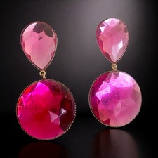 Wunderschöne große tropfen Ohrringe Statement Modeschmuck Ohrstecker Pink Glanz