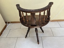 Antiker Holz-Drehstuhl Gründerzeit geschnitzt, selten, Original – Jugendstil