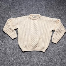 Aran Islands Strick Pullover Gr. 8UK 4US S Irische Wolle Fischer Zopfmuster
