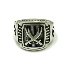 Handgefertigter 925er Silberring Herren – Gekreuzte Schwerter Symbolring massiv