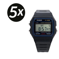 5x CASIO Collection Herrenuhr F-91W-1YEG Digitaluhr Retrolook Stoppuhr B-Ware