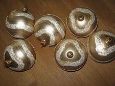 6 RIESEN- WEIHNACHTSKUGELN- BAUMKUGELN- SET- GLAS- GOLD- GLIMMER- SILBER- 8,5 cm
