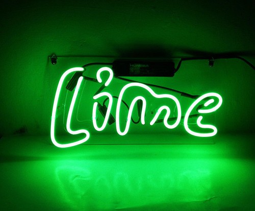 Lime 35cm glas neonreklame - glas,