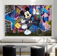 XXL LEINWAND BILD BIS 155x100x5 MICKY-MAUS GRAFFITI STREET-ART POP-ART URBAN ART