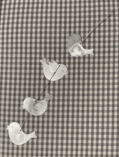 Vogel-Windspiel ❤️ mit 4 Vögeln Windspiel aus Metall Aufhängen Silber 46x9 cm