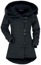 Gothicana by EMP Damen schwarze Winterjacke mit Schnürung