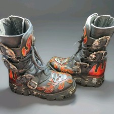 New Rock Boots,Stiefel,Gr.40,Mod.712,Skull,Flames,Biker,Schuhe,Totenkopf,Leder 