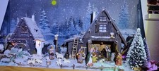 Große Weihnachtskrippe , Selbstgemacht  Winterlandschaft mit vielen Figuren,
