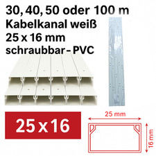Kabelkanal 25x16 mm Weiß Installationskanal Schraubkanal Leitungskanal Bis 100m