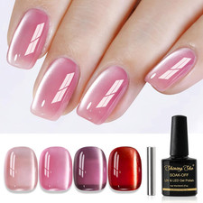 UV Nagellack Jelly Magnet CatEye 4 Farben Kristalle Rosa Lila Rot Set 8ML