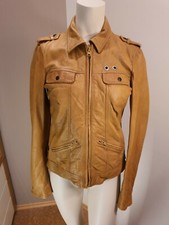 GAS Jacke Damen Lederjacke Gr. 38 S M  beige Cognac Frauen echt Leder Designer 