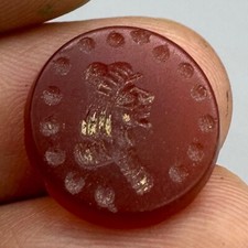 Authentischer antiker römischer Achat Karneol Stein König Tiefdruck Cabochon