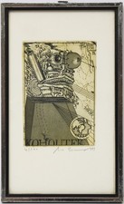 Original Radierung Uwe Bremer handsigniert 1973 Limitierte Auflage 21 x 13 cm