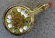 WERTIGE SCHNUPFTABAK GLAS FLASCHE MIT EMAILLE MAEREI