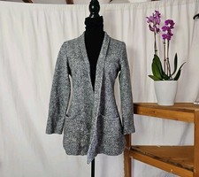 Fleece Woll-Strickjacke Zero Blazer stil Gr. 38 M grau meliert mit Taschen
