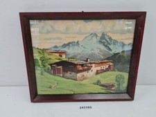 Bild  Aquarell Druck Alpen Haus Berge Holz Glas Landschaft Burgstädt #243165