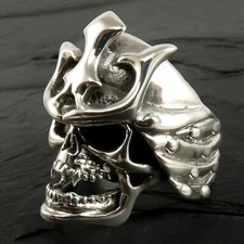 925er Silber Samurai Totenkopf Ring skull biker herren gothic rocker harley wow