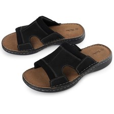 Herren Leichten Leder Pantoletten Schlappen Latschen mit Soft Fußbett Sandalette