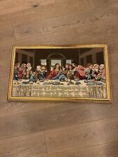 Stickbild Das letzte Abendmahl Gesticktes Bild Handarbeit mit goldenem Rahmen