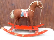 Großes Schaukelpferd Kufen Rollen 50er/60er Jahre Pferd auf Räder Reitpferd (Lo)