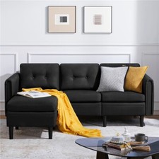 Ecksofa 3-Sitzer Sofa mit Polsterhocker Eckcouch in L-Form Rechts/Links