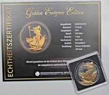 ENGLAND: 2 Pounds 2018: BRITANNIA, 1 oz SILBER, GOLDEN ENIGMA, St, COA, Be1