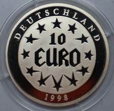 MEDAILLE: DEUTSCHLAND - 10 Euro 1998: RAUB DER EUROPA, Cu-Ni, PP, 30 mm 12g Be13