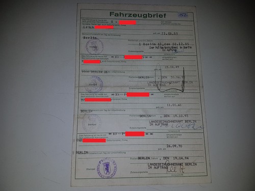 Fahrzeugbrief kfz brief 1985 - fahrzeugbrief,