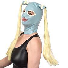 blaue Zopf Latexmaske * 59 cm Umfang (Gr. L) * Gummi  BDSM Fetisch Bondage