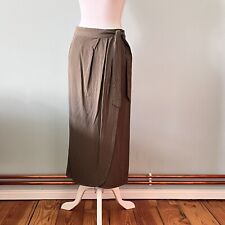 H&M Wickelrock Midirock Viskose Loycell olivgrün Military 38 M wadenlang neuwert