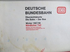Übersichtskarte der DB - Nord-, Mitteldeutschland- Bahn/Buslinien, 1987/88