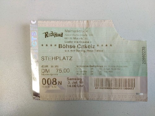 Böhse onkelz konzert karte - onkelz,