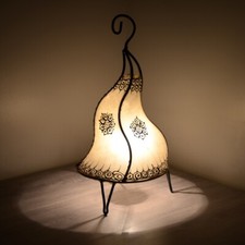 Orientalische Stehlampe 40 cm Weiß marokkanische Leder Hennalampe Lampe Leuchte