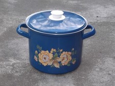 DDR Emailletopf Wecktopf mit Deckel Blau Emaille Topf Einkochen Deko TOP