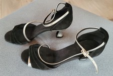 Rummos Damen Tanzschuhe offen Leder Modell 304 schwarz/silber 6cm Gr. 38 in OVP