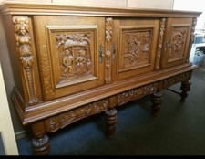 Antikes massives Sideboard VIEL Schnitzereien Anrichte Schrank  Chippendale 