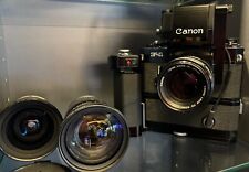 Canon F-1 + Servo EE  Finder + Motordrive MF + Grip und 3 Optiken
