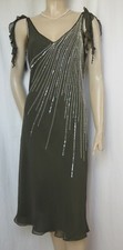 Laura Ashley Seidenkleid 38 Seide Hochzeit grün Cocktail Pailletten Perlen Kleid