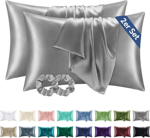 Satin kissenbezug 40x60 grau - kissenbezug,