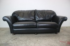 Original Springvale Englische Leder Couch Schwarz Sofa Vintage