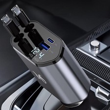 4in1 Auto USB C Ladegerät Zigarettenanzünder Adapter Car Charger Kabel 120W