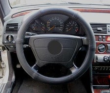 Lenkrad Bezug Lenkradschoner echtes Leder schwarz passend für Mercedes 37-39 cm