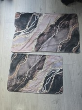 ? 2er Set Badteppich + Badvorleger – Marmor Design