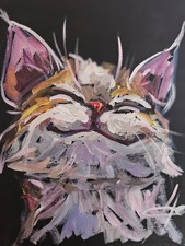 Ölgemälde Ölbild Bilder Modern Art Kunst Unikat Wandbild Katze